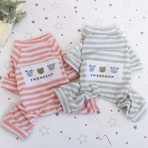 

dog apparel dog summer clothes four legged teddy bear cub pet stripe printed home