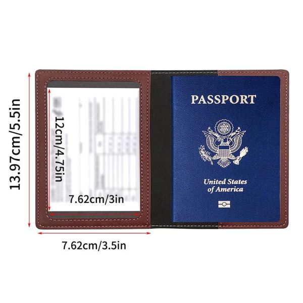 

card holders leather passport cover personalized holder bag travel wallet credit id women wallets unisex, Brown;gray