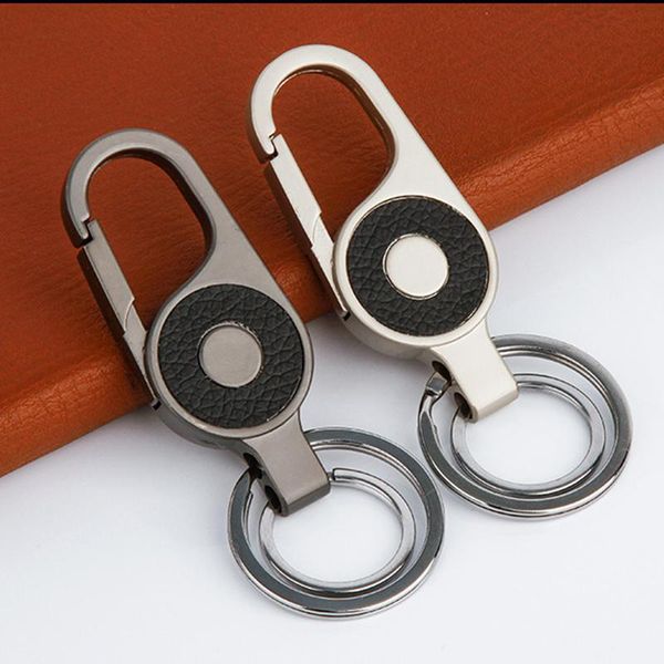 

keychains car keychain men's waist buckle leather keyring creative key holder chain ring auto accessories, Silver