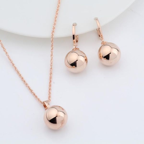 

earrings & necklace irina arrivals 585 rose gold spherical ball geometric dangle set women wedding party exquisite jewelry, Silver