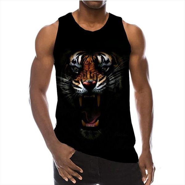 

uney tiger tank for men summer animal 3d sleeveless graphic vest sports predator, White;black