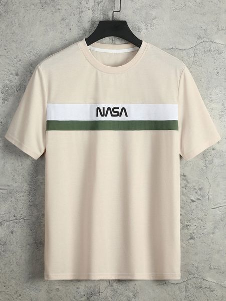 

men letter graphic colorblock tee 72lj#, White;black