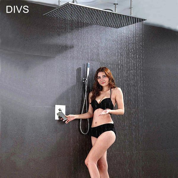 

luxury bathroom rain shower head set rectangular big with mixer faucet sus brushed rainfall sets