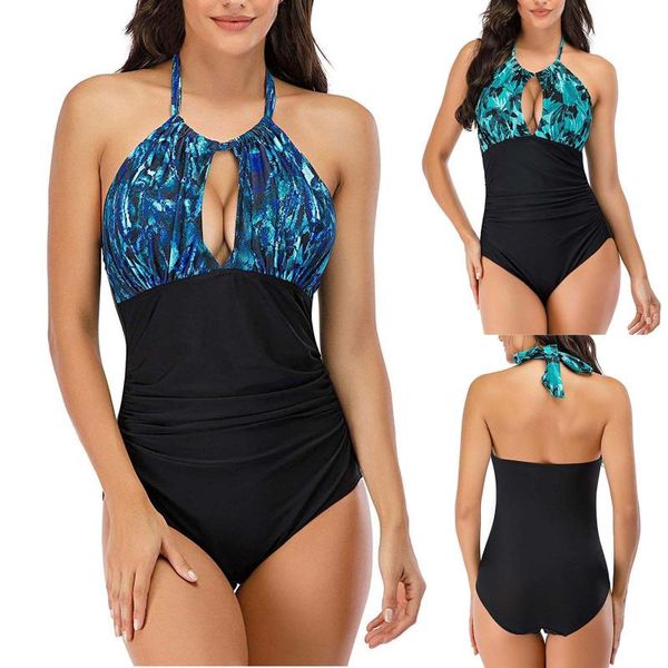 

one-piece suits women's swimsuit bikinis 2021 woman swimwear bathing suit high neck v-neckline tankini mesh ruched monokini swimsuits