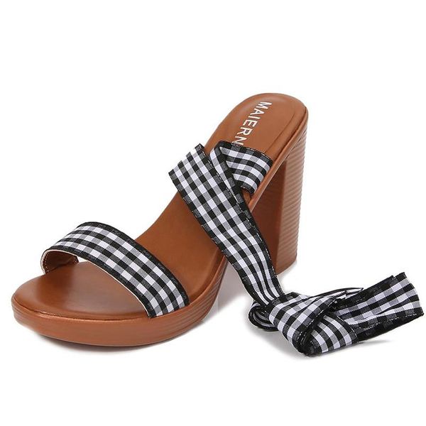 

sandals heel 10cm women shoes summer cross strap thick fashion 35-43, Black