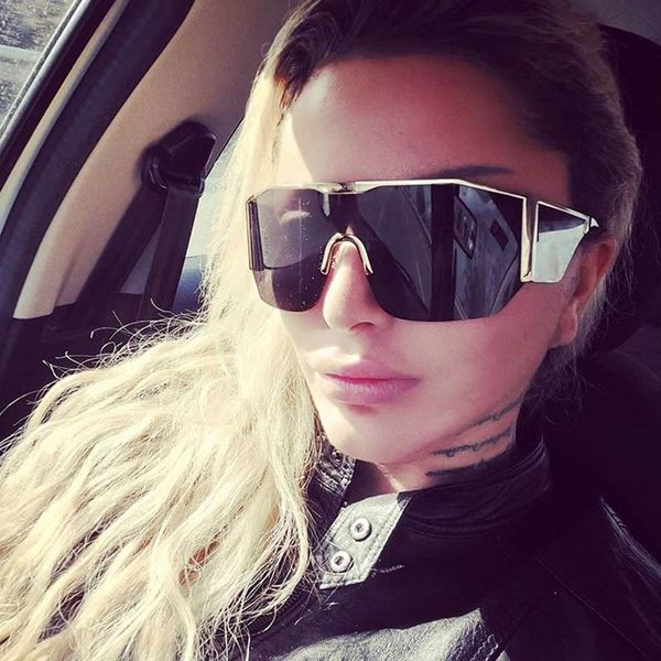 

outdoor eyewear brand oversized sunglasses men women alloy frame square sun glasses one piece black shield shades zonnebril uv4