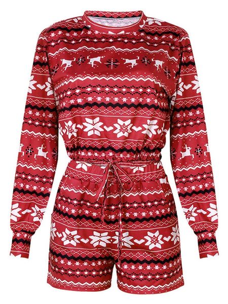 

women's tracksuits women christmas snowflakes printing pajama set causal nightwear girls loungewear long sleeve drawstring with shorts, Gray