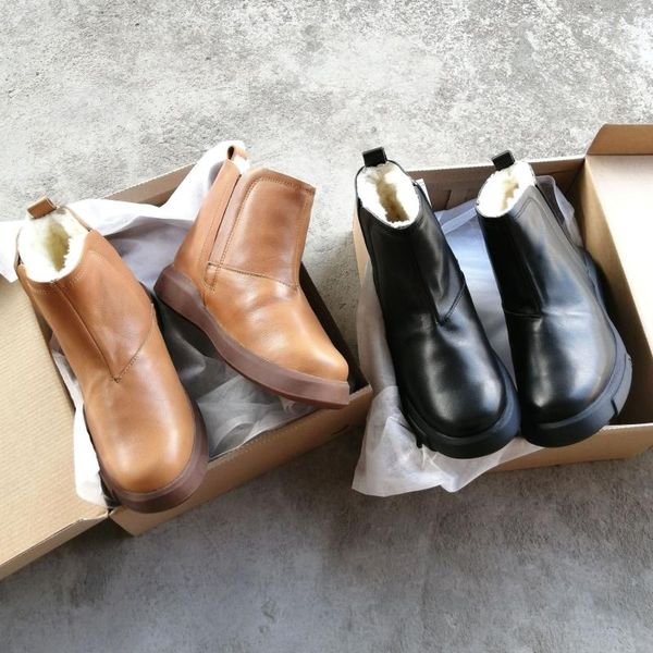 

boots warm pure wool leather female leisure short thick boots. 1515, Black