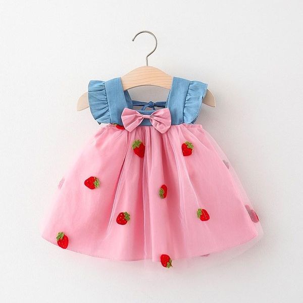 

girl's dresses 2021 born baby girls clothes summer bowknot net gauze tutu dress for clothing babies 1st birthday, Red;yellow