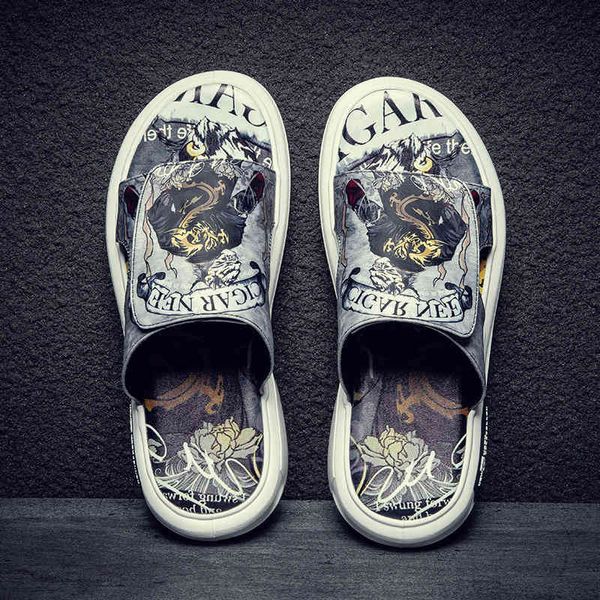 

slippers for men's wear summer versatile trend md06, Black