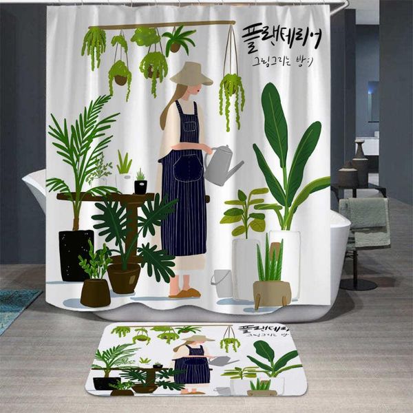 

180x180cm waterproof shower curtain 3d nordic women daily life home bathroom room bath curtains farmhouse decor