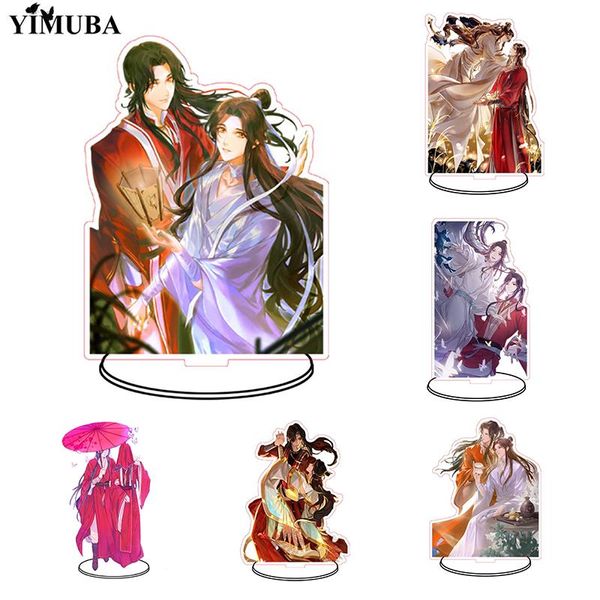 

keychains tian guan ci fu acrylic key chain xie lian and hua cheng anime figures stand model plate desk decor keychain llaveros fans gift, Silver