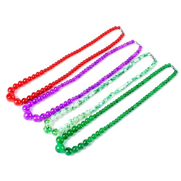 

chains 8mm colorful glass bead handmade retro beaded necklaces for women girl lover party club wedding birthday fashion jewelry, Silver