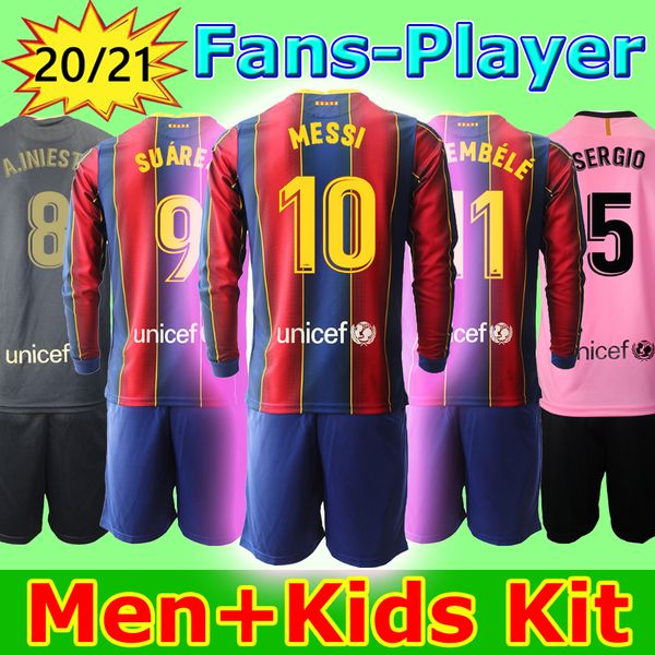 

20 21 season soccer jersey football training suit tracksuit fans playr lionel andres long sleeve shirt pants men women and kids kit, Black