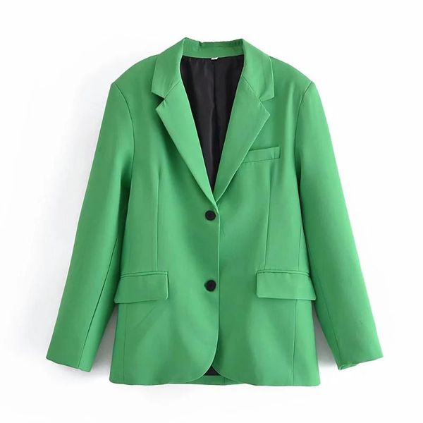 

women's suits & blazers women spring autumn solid green office lady blazer jacket female notched collar single breasted pocket loose co, White;black