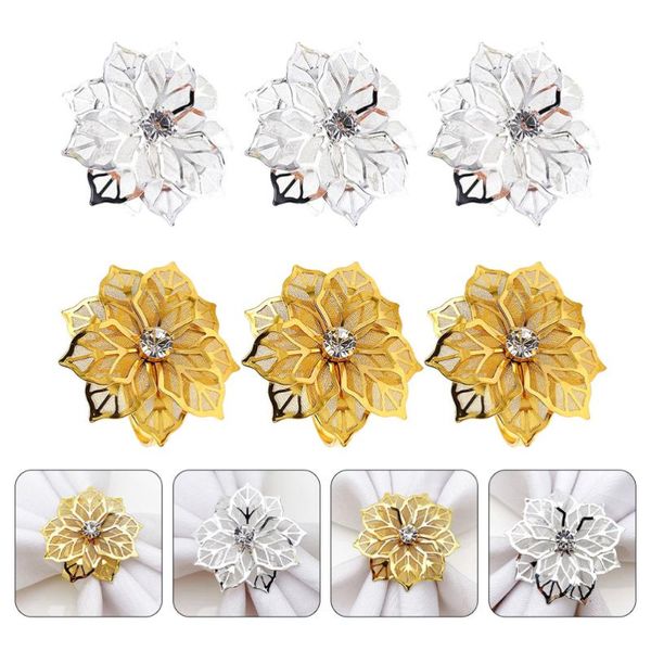 

napkin rings 6pcs christmas metal mesh flower ring xmas party buckle decor
