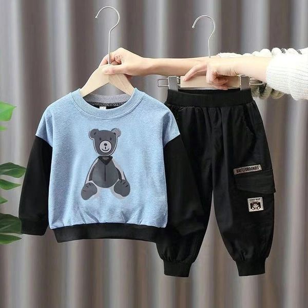 

clothing sets 2pcs children for boys bear sweatshirt trousers kids clothes pullover pants autumn winter baby girl, White