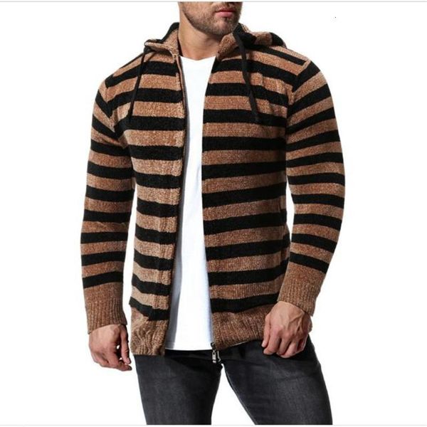 

men's sweaters autumn winter fashion men cotton striped long sleeve zipper hooded sweater streetwear vintage casual slim kniting outerw, White;black