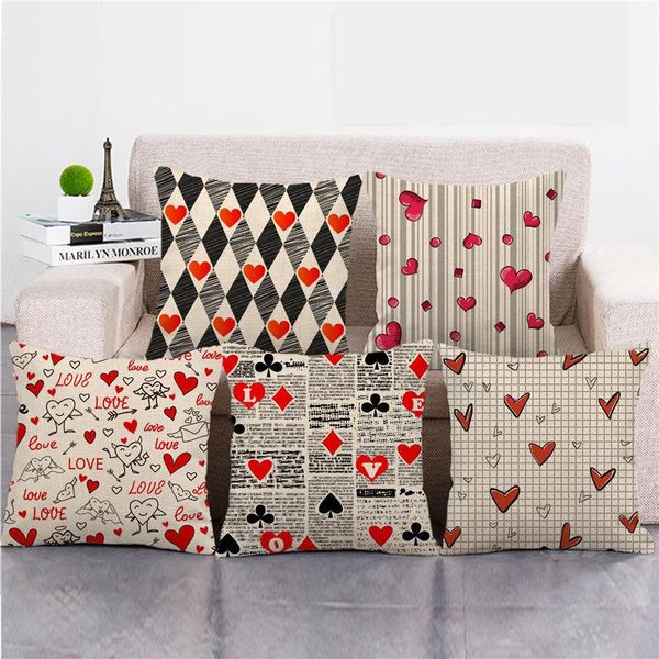 

cushion/decorative pillow cover february 14 valentine's day cushion covers 45*45cm artificial linen material case home decor housse cou