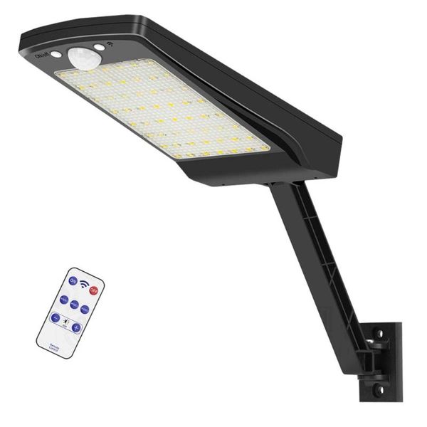 

solar lamps 2021 56 led lights outdoor waterproof lamp motion sensor wall light street garden security remote spotlight#