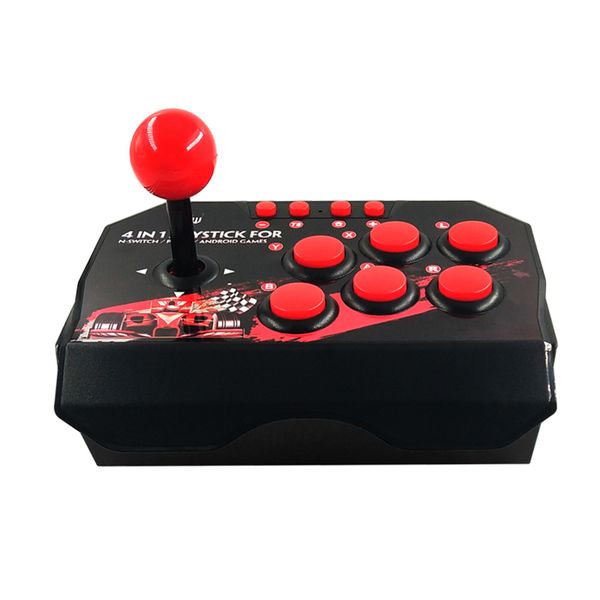 4-in-1 USB-verkabelter Spiel-Joystick Retro Arcade Station TURBO Spielekonsole Rocker Fighting Controller PS3/Switch/PC/Android TV