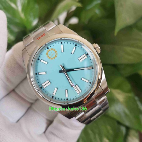 

ew men wristwatches m124300 41mm 124300 stainless 904l luminescent light blue dial eta 3230 movement mechanical automatic mens watch matchin, Slivery;brown