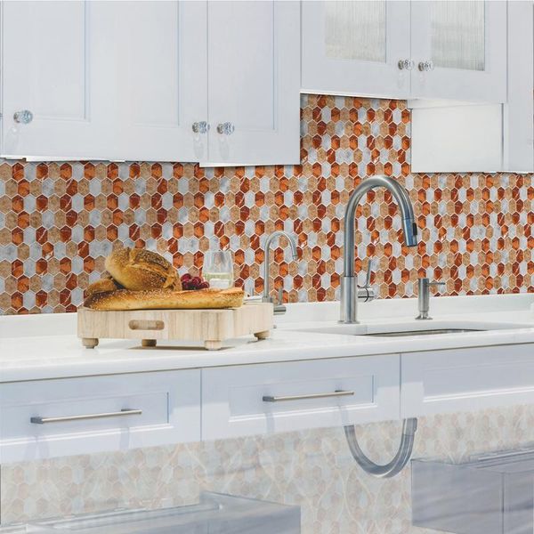 

wall stickers 10pcs home decor waterproof oil resistant kitchen stove wallpaper imitation epoxy tile with crystal self-adhesive 3d decals