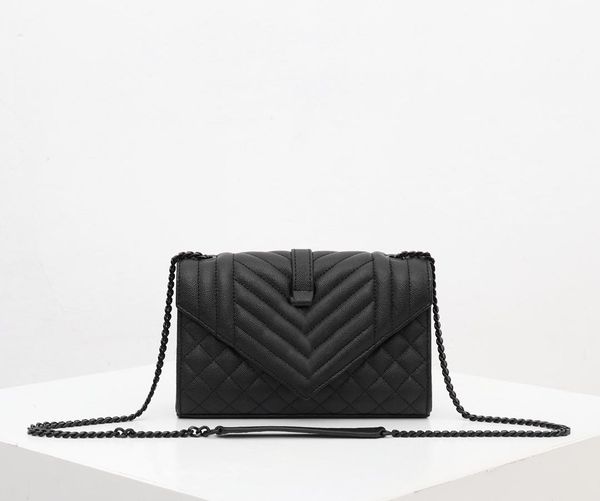 

5a luxurys designers ladies messenger bags classic water wave fashion chain women shoulder bag grain embossed quilted leather envelope bag