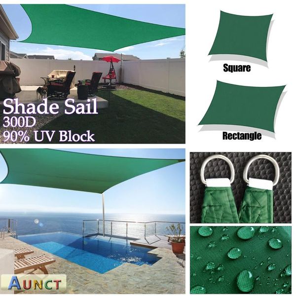 

shade darkgreen 300d waterproof sail square rectangle sunshade garden terrace canopy swimming sun camping yard awning