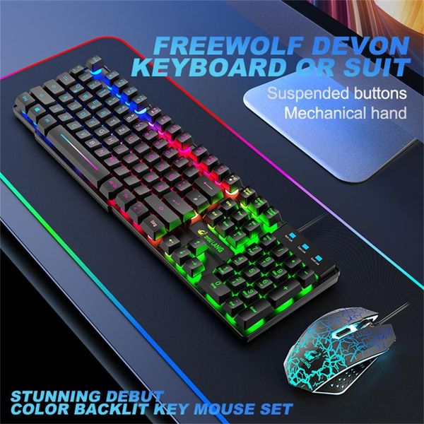 

keyboard mouse combos t13 gaming combo usb wired luminous keybord gamer kit led rgb backlit and for pc