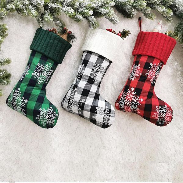 

christmas decorations pet classical red green grid pendant gift holder for kids stocking socks hanging ornaments xmas trees sock bag