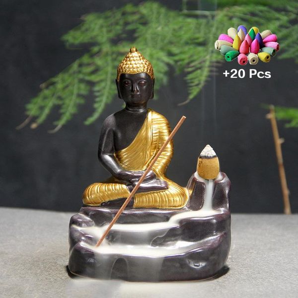 

golden buddha incense zen garden arabic burner waterfall holder candle oriental fragrance lamps
