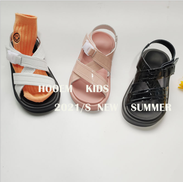 

sandals 2021 korea kids girls boys leather flat summer fashion good quality beach shoes 26-37, Black;red