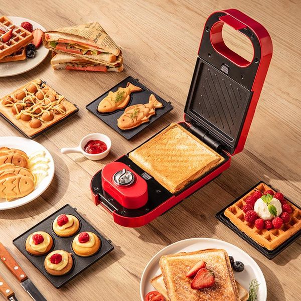 

bread makers 650w sandwichera electrica multifunction waffle maker bubble egg cake toaster automatic breakfast non-stick machine 220v