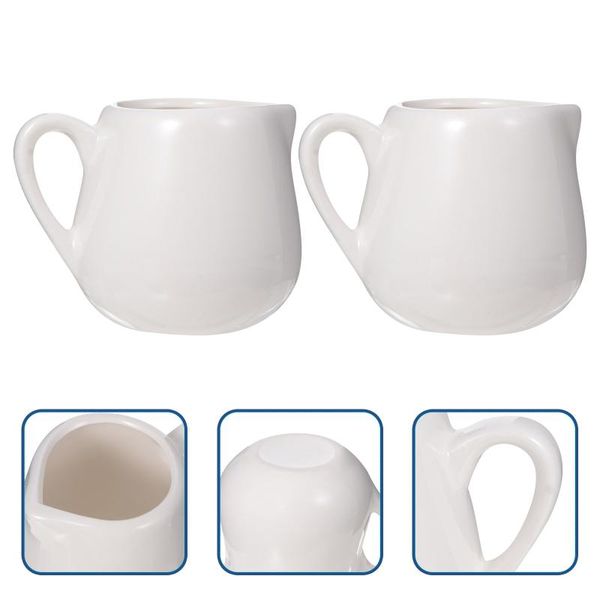 

spoons 2 pcs mini jug kitchen sauce cup jugs ceramic creamer with handle