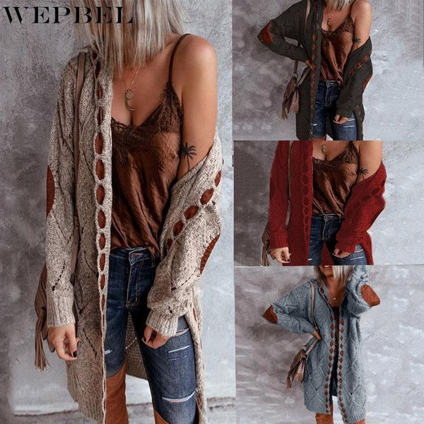 

women's knits & tees wepbel coat sweater casual solid color stitching loose autumn long sleeve cardigan hooded knitted, White
