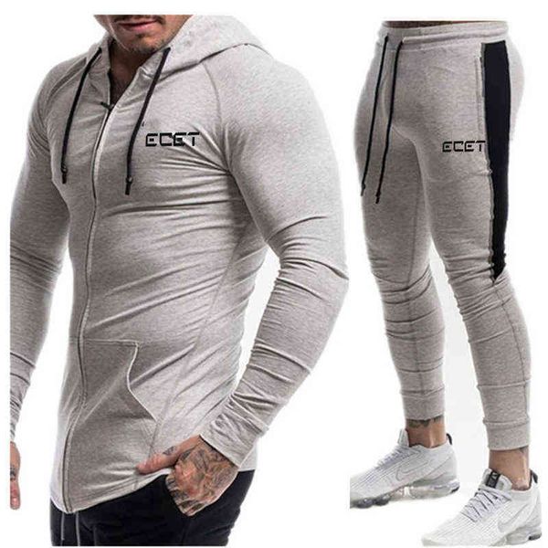 

brand men's fashion fall suit men's sports zipper sweatshirt + casual splicing sweat pants sports suit men's running suit g12, Gray