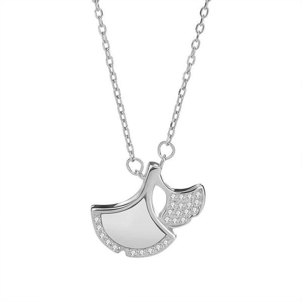 

sterling ginkgo leaf necklace item decoration small fan shell clavicle chain pendant necklaces, Silver