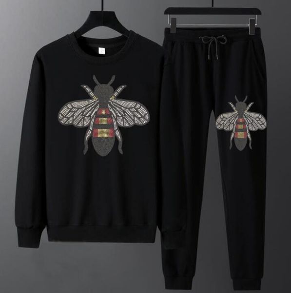 

men's tracksuits the transport of the diamond drop stone design male winter marks men's training clothes strass sets, Gray