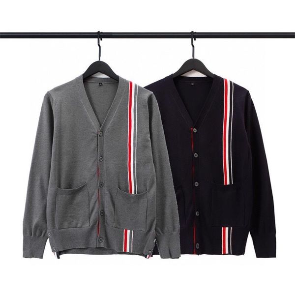 

2021 new and wo lovers tb cardigan trend slim thin wool sweater men's, Black