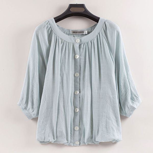 

dress summer woman's plus size lantern sleeve casual loose neck solid cotton cardigan shirt femme d124, Black;gray
