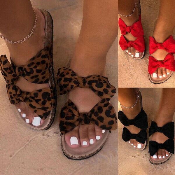 

slippers ly women summer bow sandals lady comfortable breathable flat beach shoes flip flops dod886, Black