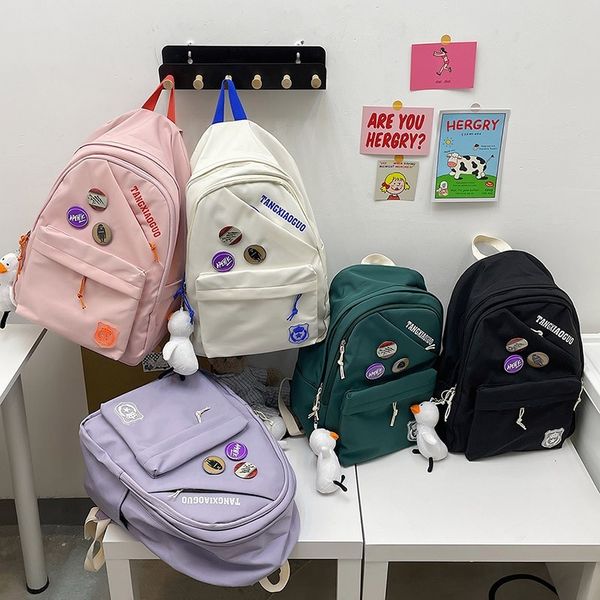 

backpack female fashion backpack trend cracha school bag for girls of high capacity nylon impermeable student bookbag 2022 aayv