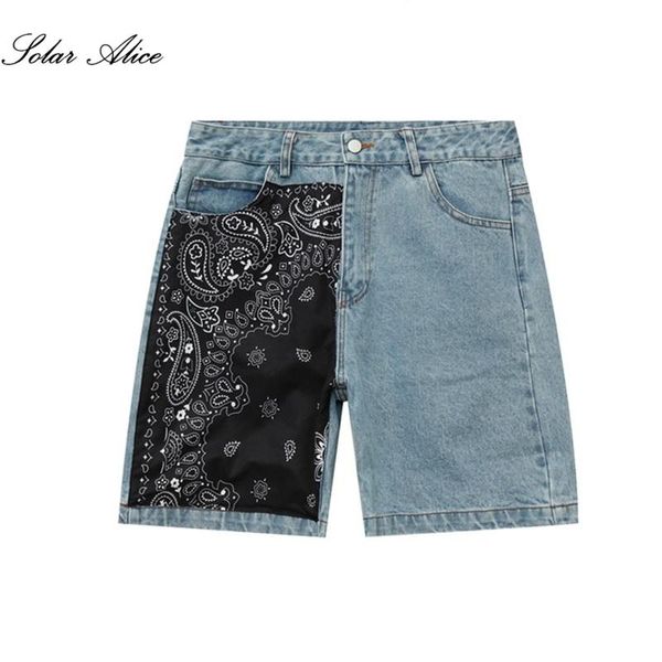 

style stitching denim shorts loose casual jeans, Blue