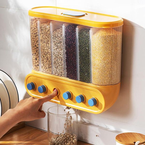 

storage bottles & jars wall mounted cereal dispenser transparent food tank kitchen household rice bucket containers bean