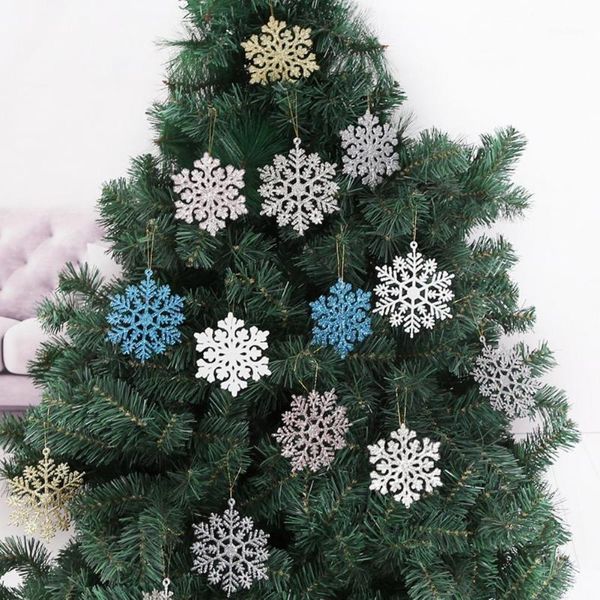 

christmas decorations 36pcs artificial glitter snowflake tree hanging ornaments pendent xmas diy decoration party supplies