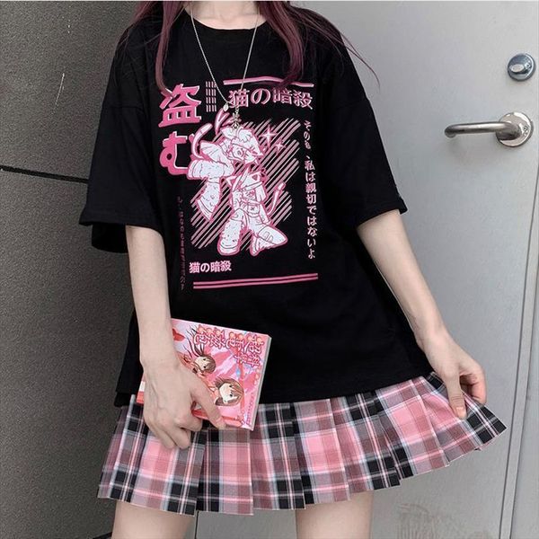 

[two piece suit] summer style womens tracksuits personality printed short sleeved t shirt pleated skirt casual suit single female y2k, Gray
