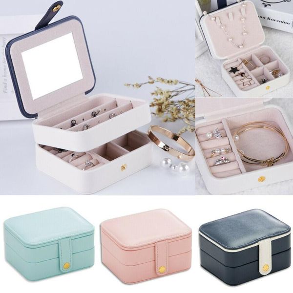 

luxury portable travel jewelry box organizer pu jewellery ornaments case storage cosmetic bags & cases