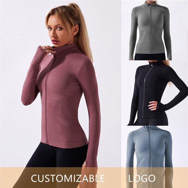 

yoga outfit autumn women athletic sport shirts slim fit long sleeved fitness coat crop thumb holes gym jacket workout sweatshirts