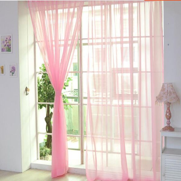 

curtain & drapes 1pcs pure color tulle door window drape valances panel sheer modern bedroom 3.29